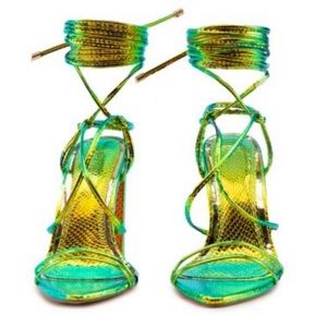 Green Hologram Casati Heels‼️